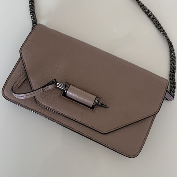 Mackage Zoey-C Leather Envelope clutch/crossbody with Gunmetal Chain Bag - Picture 2 of 12